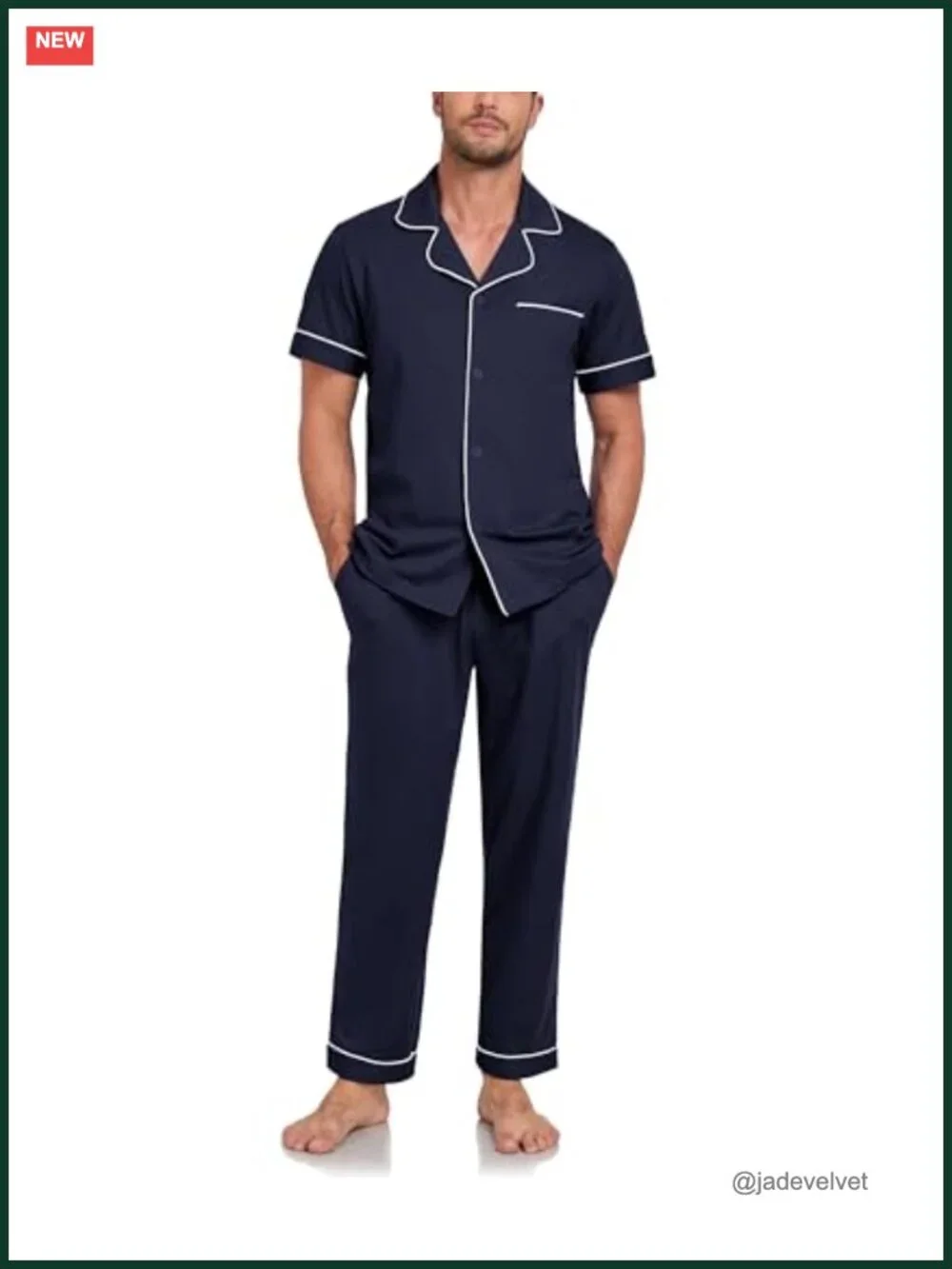 100% Cotton Short Sleeve Pajama Set with Pockets Button Down Sleepwear